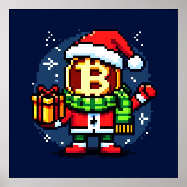 Santa Bitcoin: 8-Bit Crypto Holiday Poster (Front)
