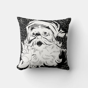 Santa Black and White Pillow