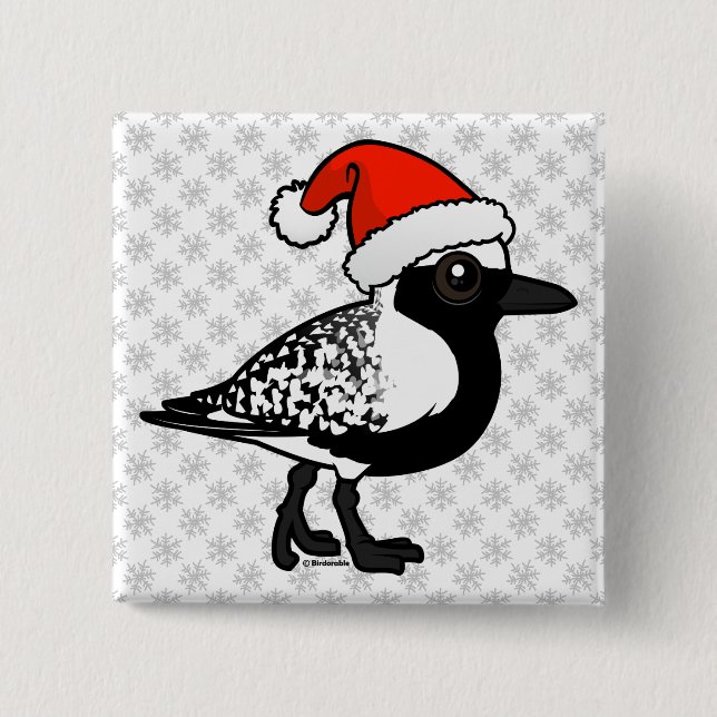 Santa Black-bellied Plover 2 Inch Square Button (Front)