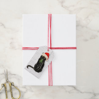 Santa Black Bombay Cat Christmas Gift Tags