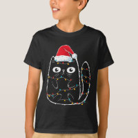 Santa Black Cat Tangled Up In Christmas Cat Lover