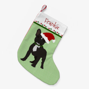 Santa Black French Bulldog Personalized Small Christmas Stocking