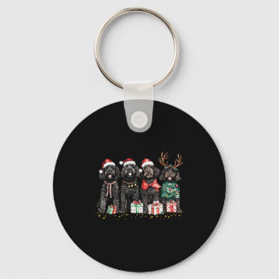 Santa Black Goldendoodle Christmas Winter Goldendo Keychain