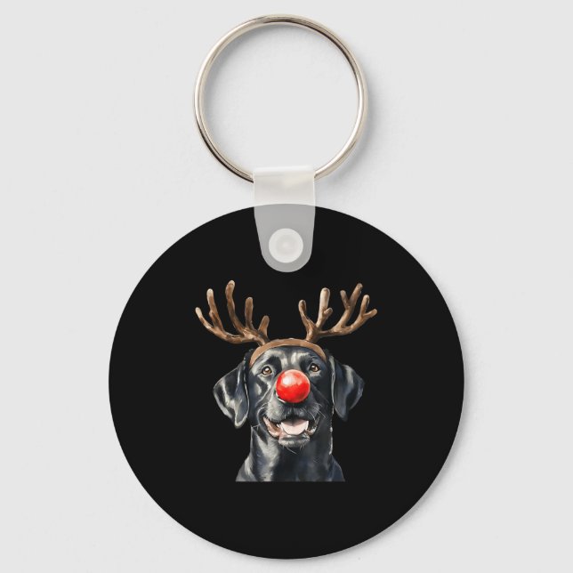 Santa Black Labrador Christmas Black Labrador Dog  Keychain (Front)