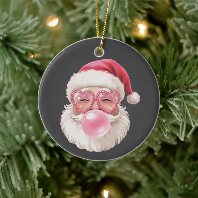 Santa Blowing Bubble Christmas Funny Xmas Ceramic Ornament (Tree)