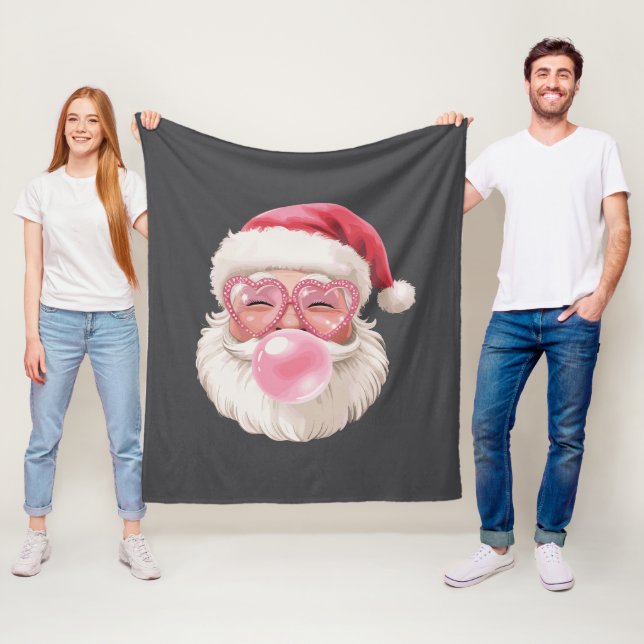 Santa Blowing Bubble Christmas Funny Xmas Fleece Blanket (In Situ)