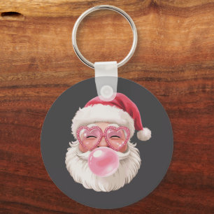 Santa Blowing Bubble Christmas Funny Xmas Keychain