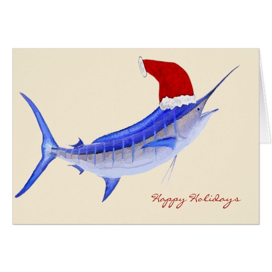 Santa Blue Marlin Christmas Card