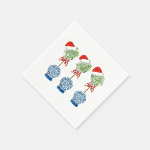 Santa Blue White Ginger Jar jars Topiary Placemat Napkin