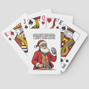 Santa Boat Captain Holiday Quote Funny Christmas Playing Cards