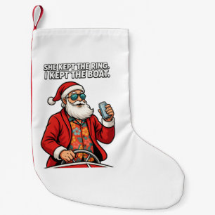 Santa Boat Captain Holiday Quote Funny Christmas Small Christmas Stocking