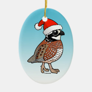 Santa Bobwhite Ceramic Ornament