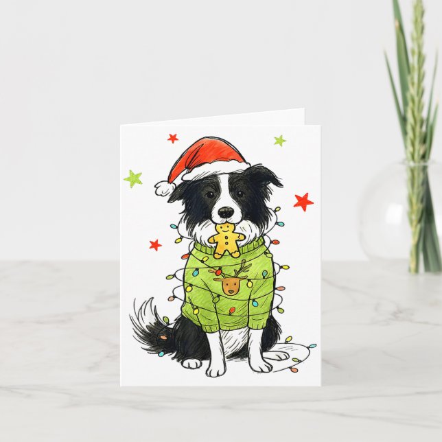 Santa Border Collie Christmas Border Collie Dog Mo Card (Front)