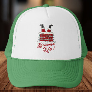 Santa Bottoms Up Funny Christmas Holiday Trucker Hat