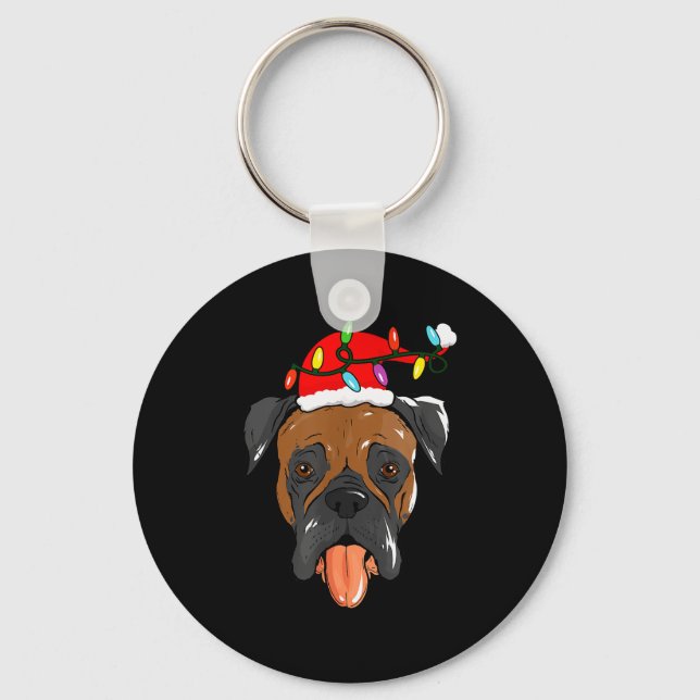 Santa Boxer Light Christmas  Keychain (Front)