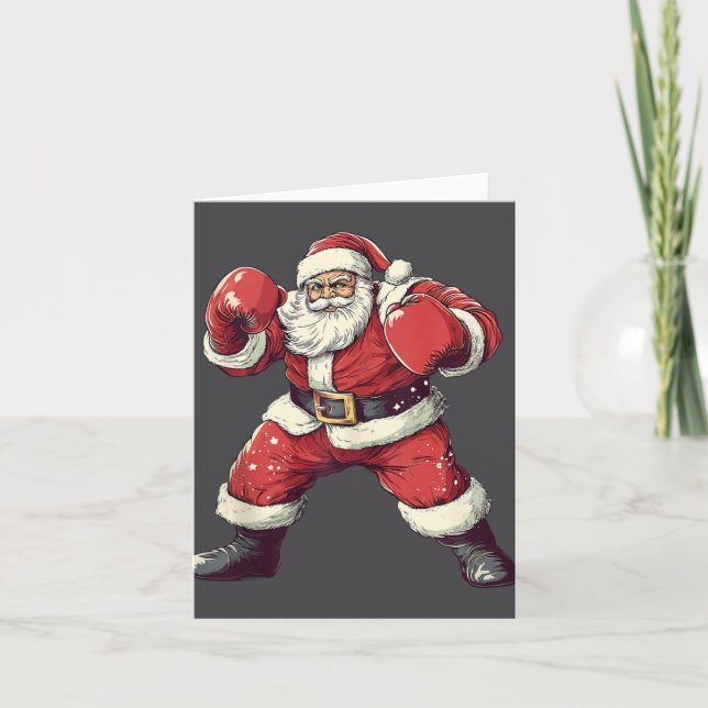 Santa Boxing Lover Funny Mma Muay Thai Boxer Chris Card (Front)
