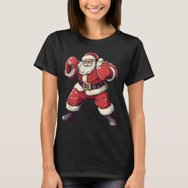 Santa Boxing Lover Funny Mma Muay Thai Boxer Chris T-Shirt (Front)
