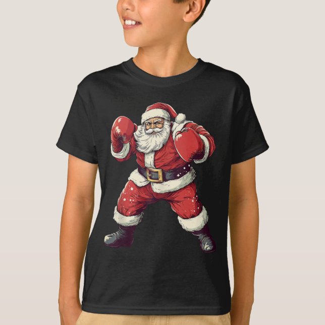 Santa Boxing Lover Funny Mma Muay Thai Boxer Chris T-Shirt (Front)