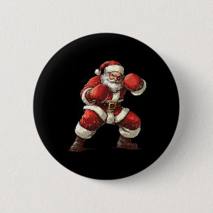 Santa Boxing Xmas Mma Muay Thai Lover Boxer Christ 2 Inch Round Button