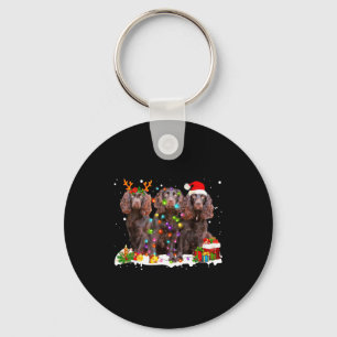 Santa Boykin Spaniel Dog Gorgeous Reindeer Christm Keychain