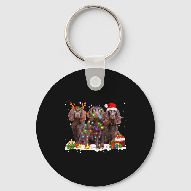 Santa Boykin Spaniel Dog Gorgeous Reindeer Christm Keychain (Front)