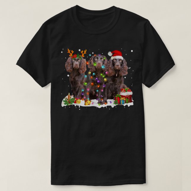 Santa Boykin Spaniel Dog Gorgeous Reindeer Christm T-Shirt (Design Front)