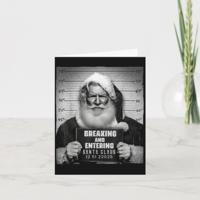 Santa Breaking Entering Mugshot Funny Christmas Ho Card (Front)