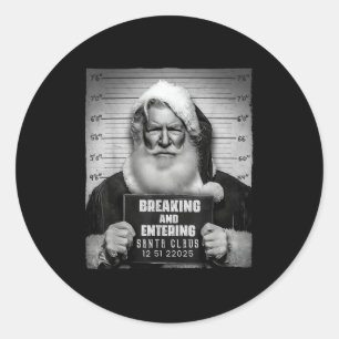 Santa Breaking Entering Mugshot Funny Christmas Ho Classic Round Sticker