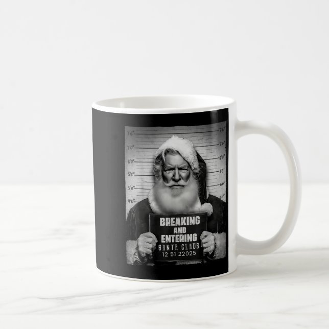 Santa Breaking Entering Mugshot Funny Christmas Ho Coffee Mug (Right)