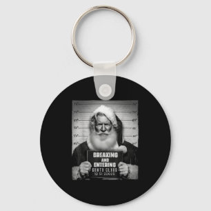 Santa Breaking Entering Mugshot Funny Christmas Ho Keychain