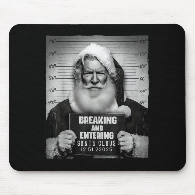 Santa Breaking Entering Mugshot Funny Christmas Ho Mouse Pad (Front)