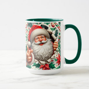Santa breaking out of  mug