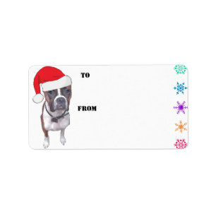 Santa Brindle Boxer Gift Tags