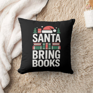 Santa Bring Books Festive Holiday Throw Pillow