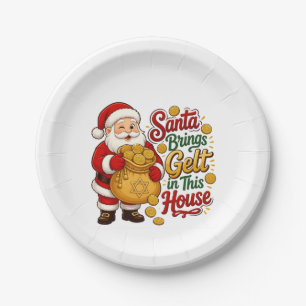 Santa Bring Gelt in this House Christmukkah Jew Paper Plate