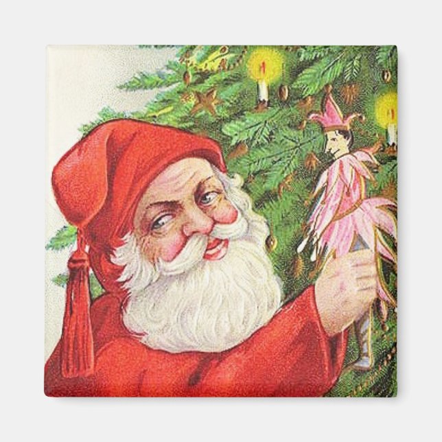 Santa Brings Gifts Vintage Magnet (Front)