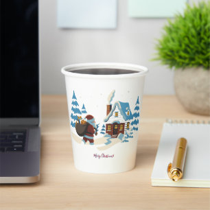 Santa brings the gifts for Christmas Paper Cups