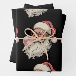 Santa Bubble Gum Pink Sunglasses Christmas Xmas Wrapping Paper Sheet