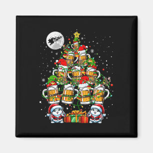 Santa Bunnies And Beer Gles Christmas Tree Drinker Magnet