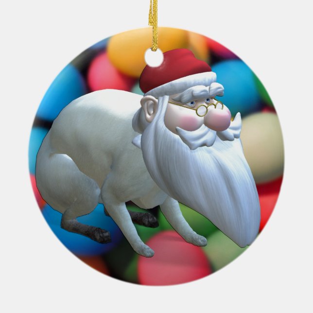 Santa Bunny Ceramic Ornament (Back)