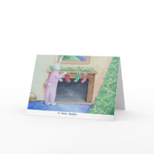 Santa Bunny Folded Greeting Card