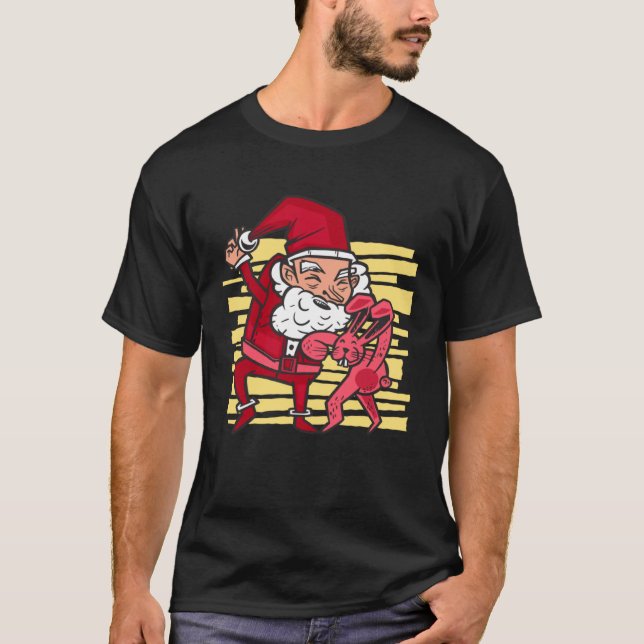 Santa bunny rabbit dancing funny Pullover Hoodie (Front)