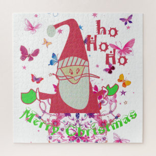 Santa Butterflies Hohoho Lovely Christmas  Jigsaw Puzzle