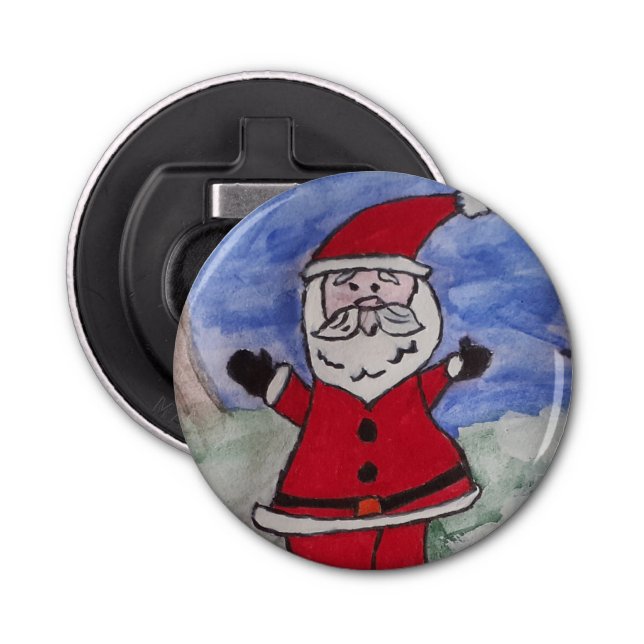 Santa Button Bottle Opener (Front)