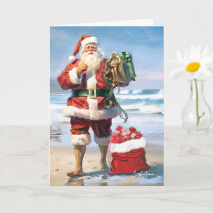 Santa By The Sea Christmas Card