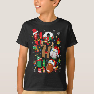 Santa Bysebyll Footbyll Soccer Pajamas Ho Ho Chris T-Shirt