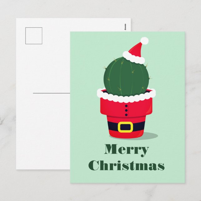 Santa Cactus Christmas Holiday Postcard (Front/Back)