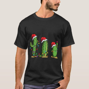 Santa Cactus Christmas Lights Funny Family Matchin T-Shirt