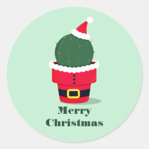 Santa Cactus Holiday Christmas Classic Round Sticker