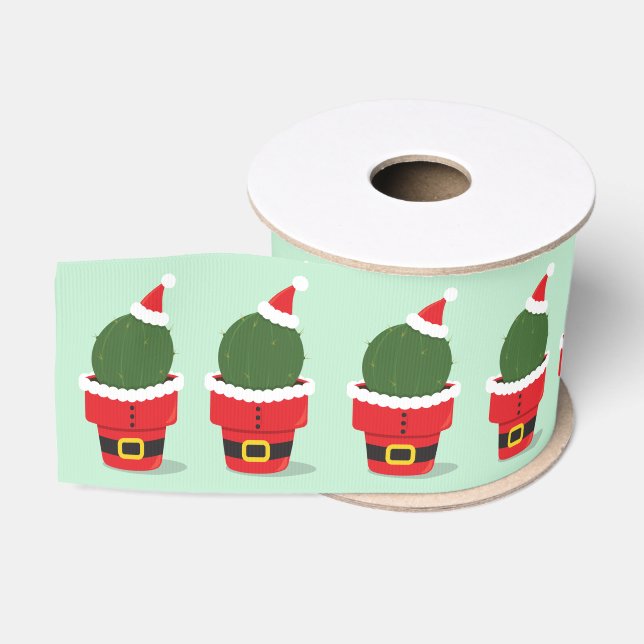 Santa Cactus Holiday Christmas Grosgrain Ribbon (Spool)